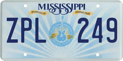 MS license plate ZPL249