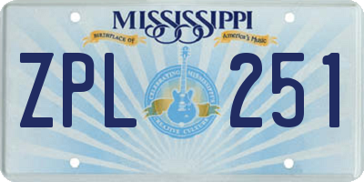 MS license plate ZPL251