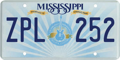 MS license plate ZPL252