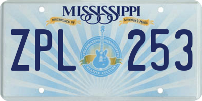 MS license plate ZPL253