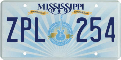 MS license plate ZPL254