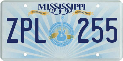 MS license plate ZPL255