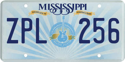 MS license plate ZPL256