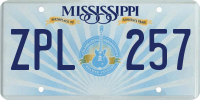 MS license plate ZPL257