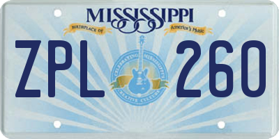 MS license plate ZPL260