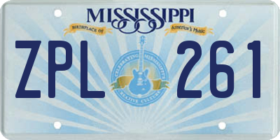 MS license plate ZPL261
