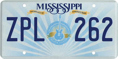 MS license plate ZPL262