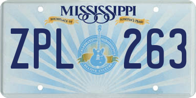 MS license plate ZPL263