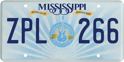 MS license plate ZPL266