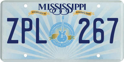 MS license plate ZPL267