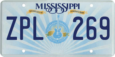 MS license plate ZPL269