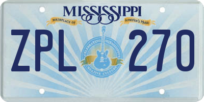 MS license plate ZPL270