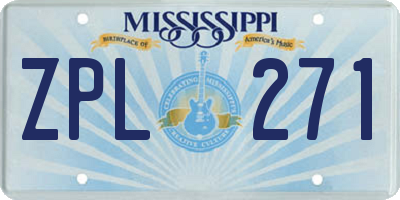MS license plate ZPL271