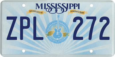 MS license plate ZPL272