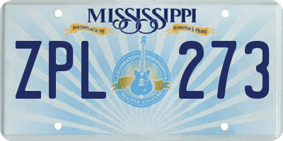 MS license plate ZPL273