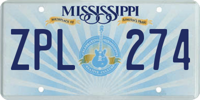 MS license plate ZPL274