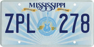 MS license plate ZPL278