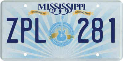 MS license plate ZPL281