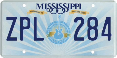 MS license plate ZPL284