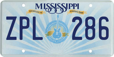 MS license plate ZPL286