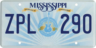 MS license plate ZPL290