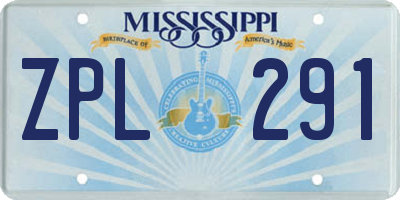 MS license plate ZPL291