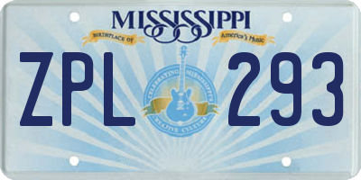 MS license plate ZPL293