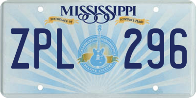 MS license plate ZPL296