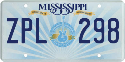 MS license plate ZPL298