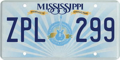 MS license plate ZPL299