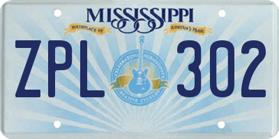 MS license plate ZPL302