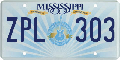 MS license plate ZPL303