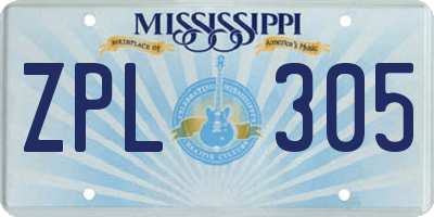 MS license plate ZPL305