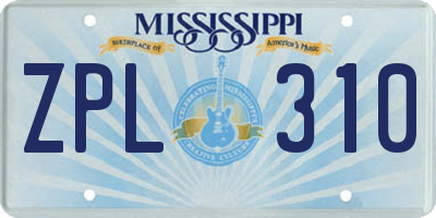 MS license plate ZPL310