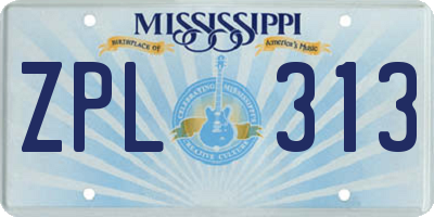 MS license plate ZPL313