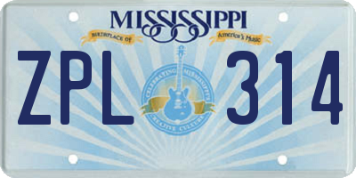 MS license plate ZPL314