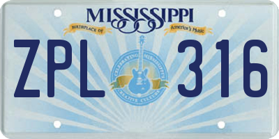 MS license plate ZPL316
