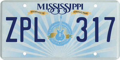 MS license plate ZPL317