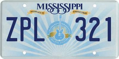MS license plate ZPL321