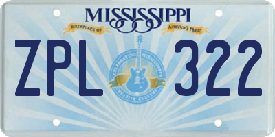MS license plate ZPL322