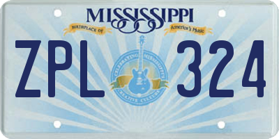MS license plate ZPL324