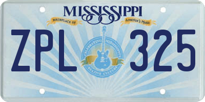 MS license plate ZPL325