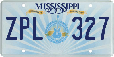 MS license plate ZPL327