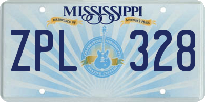 MS license plate ZPL328