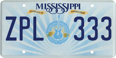 MS license plate ZPL333