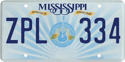 MS license plate ZPL334