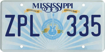 MS license plate ZPL335