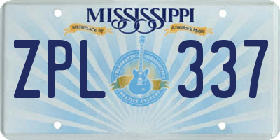 MS license plate ZPL337