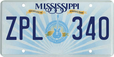 MS license plate ZPL340