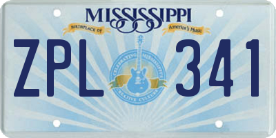 MS license plate ZPL341